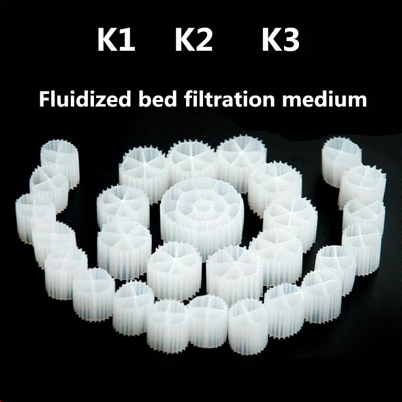 ﻿ K1 K2 K3  Mbbr Aquarium Koi Pond Plastic Biochemical Filter Media Fluidized Bed Fish Tank Tumble Filter Accessories