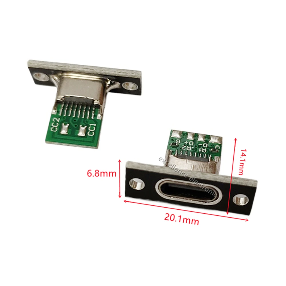 1-10pcs USB 3.1 Type C Socket With Screw fixing plate Type-C USB Jack 3.1 Type-C 2Pin 4Pin 5Pin 6Pin Female Connector Jack