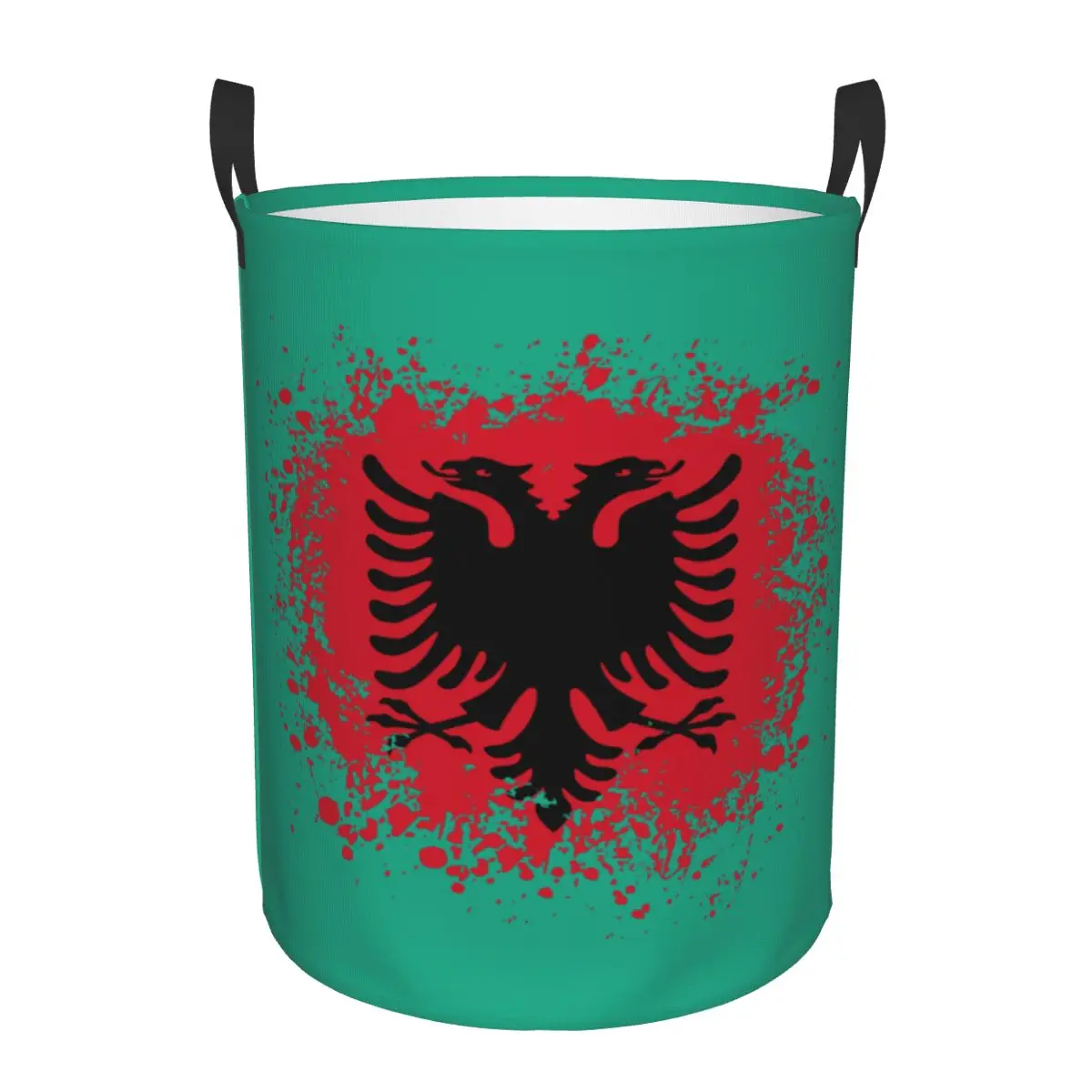 Retro Albania Flag Laundry Basket Collapsible Albanian Eagle Toy Clothes Hamper Storage Bin for Kids Nursery