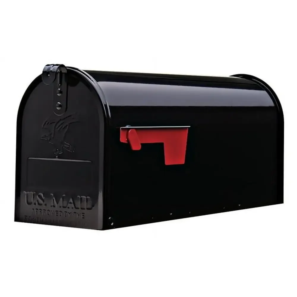 

Galvanized Steel Mailbox with Eagle Embossment Medium Size Rust Resistant Adjustable Latch Glossy Black Finish Fully Assembled