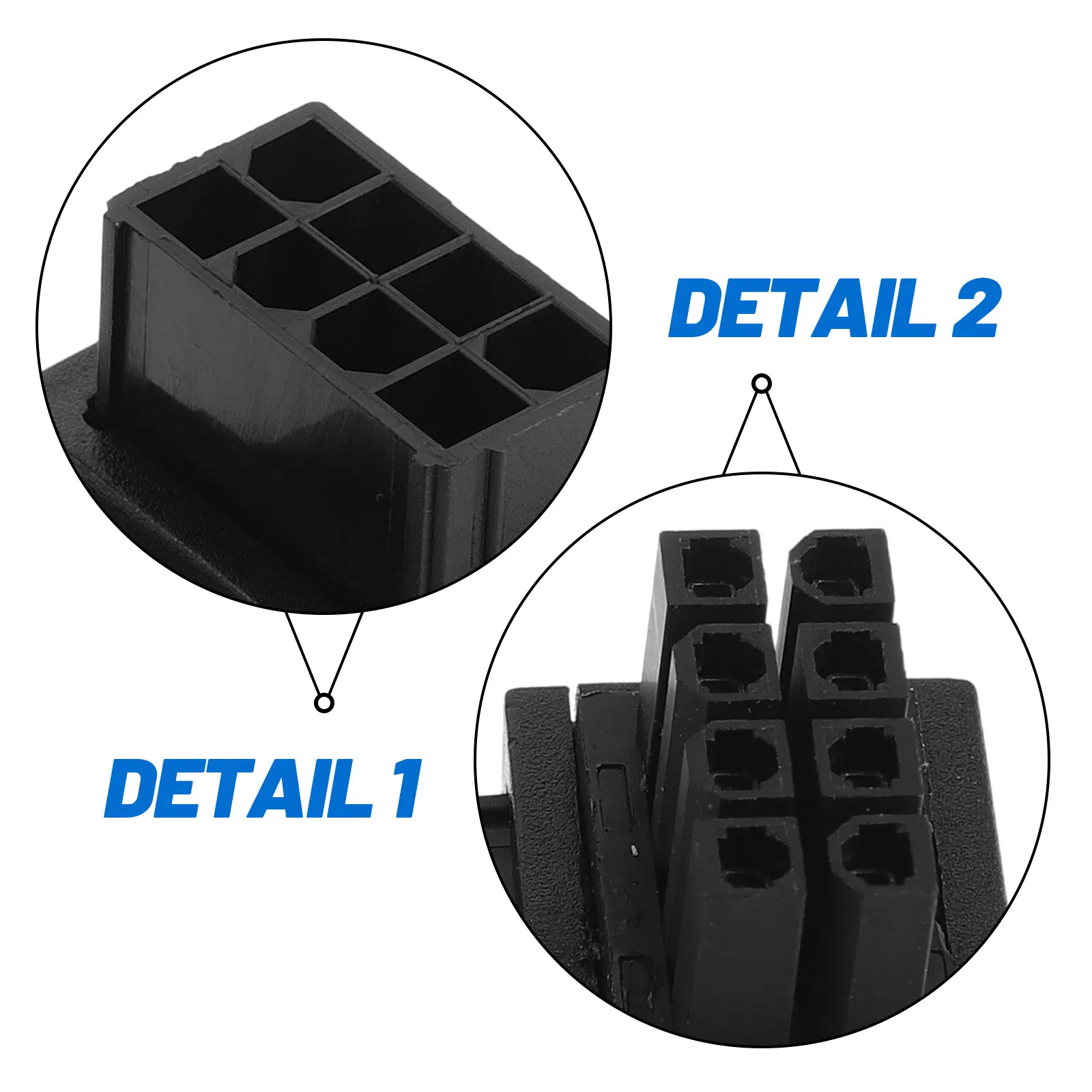 Male 8-Pin Right Angle CPU Power Connector Adapter Black Plastic Motherboard Power Turn Connector for Desktop Cable Management
