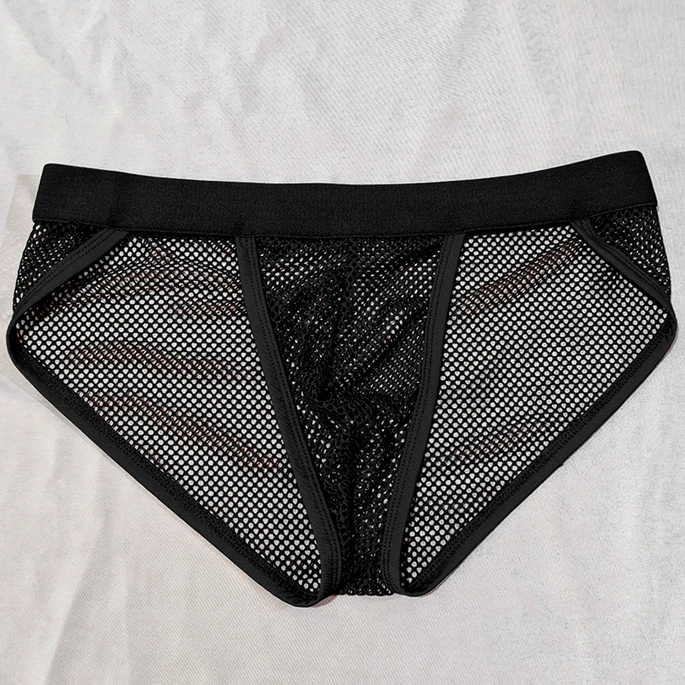 1 قطعة رجل تنفس U-محدب الحقيبة ملخصات شبكة انظر من خلال عالية قطع الصيف سراويل داخلية باردة للرجل