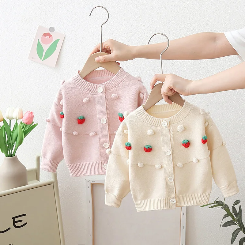 

Свитер для девочек, шерстяное пальто, детские топы, вязаные теплые кардиганы для осени и зимы, рождественский подарок, хлопковая детская одежда, 2024