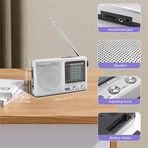 KK9ポータブルラジオフルバンドミニポケットラジオAM FMラジオLCDディスプレイデジタルラジオバッテリーテレスコピックアンテナで動作する 8ベストセールスAM FM外部アンテナを備えたラジオ-88