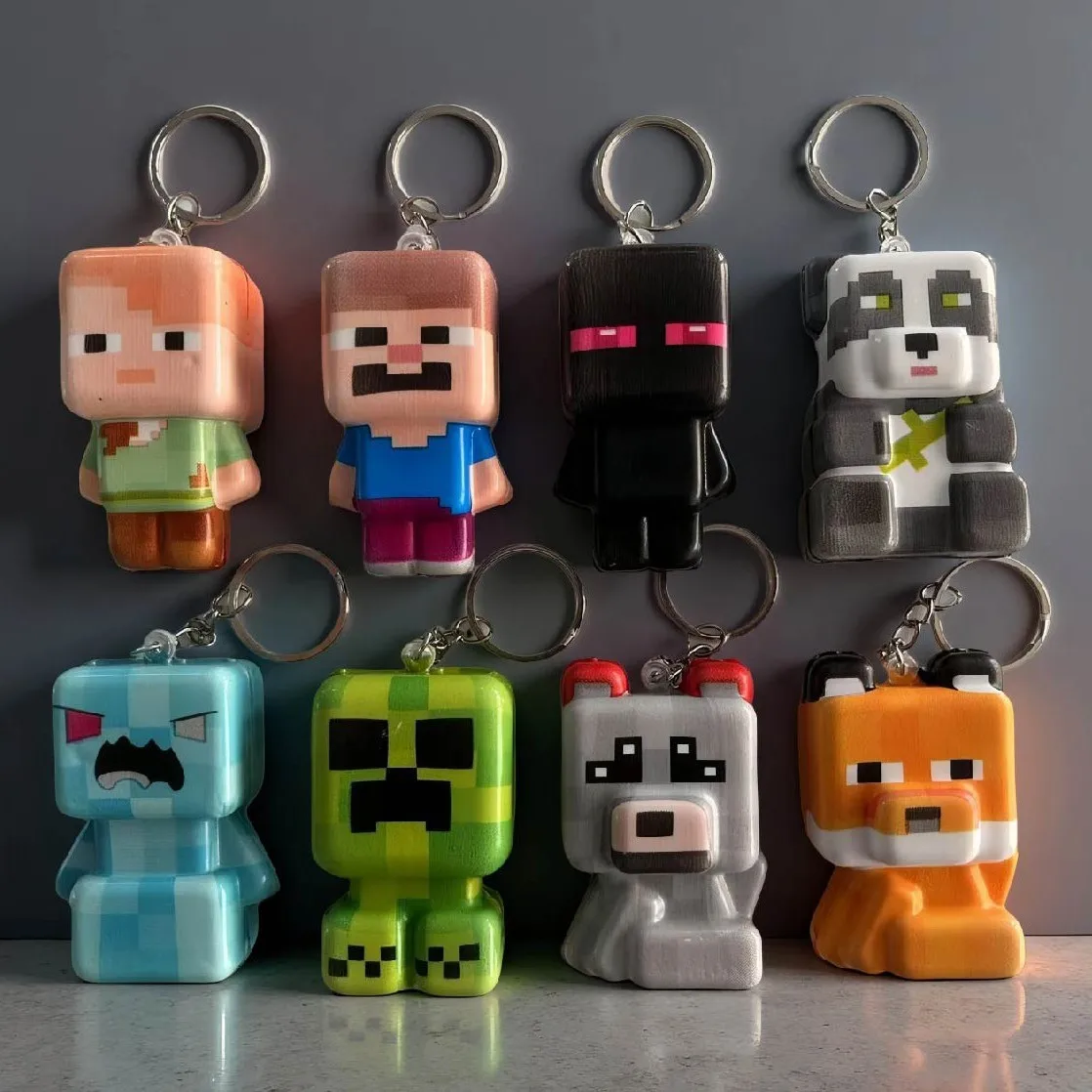 8pcs Minecraft keychain New Model Stress Ball Pinch Toy Game Peripheral Figurine Stress Relieving Toys Game Related Toys Party G