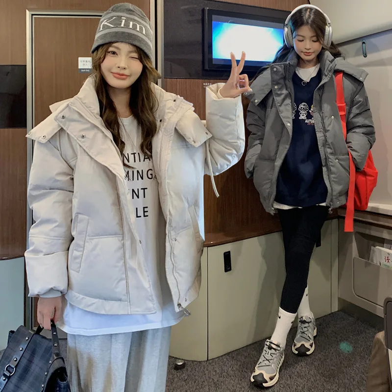 Spring and Autumn Winter Short Korean Edition Design Sense Hooded Thickened Small Breadms Cotton Robes Women