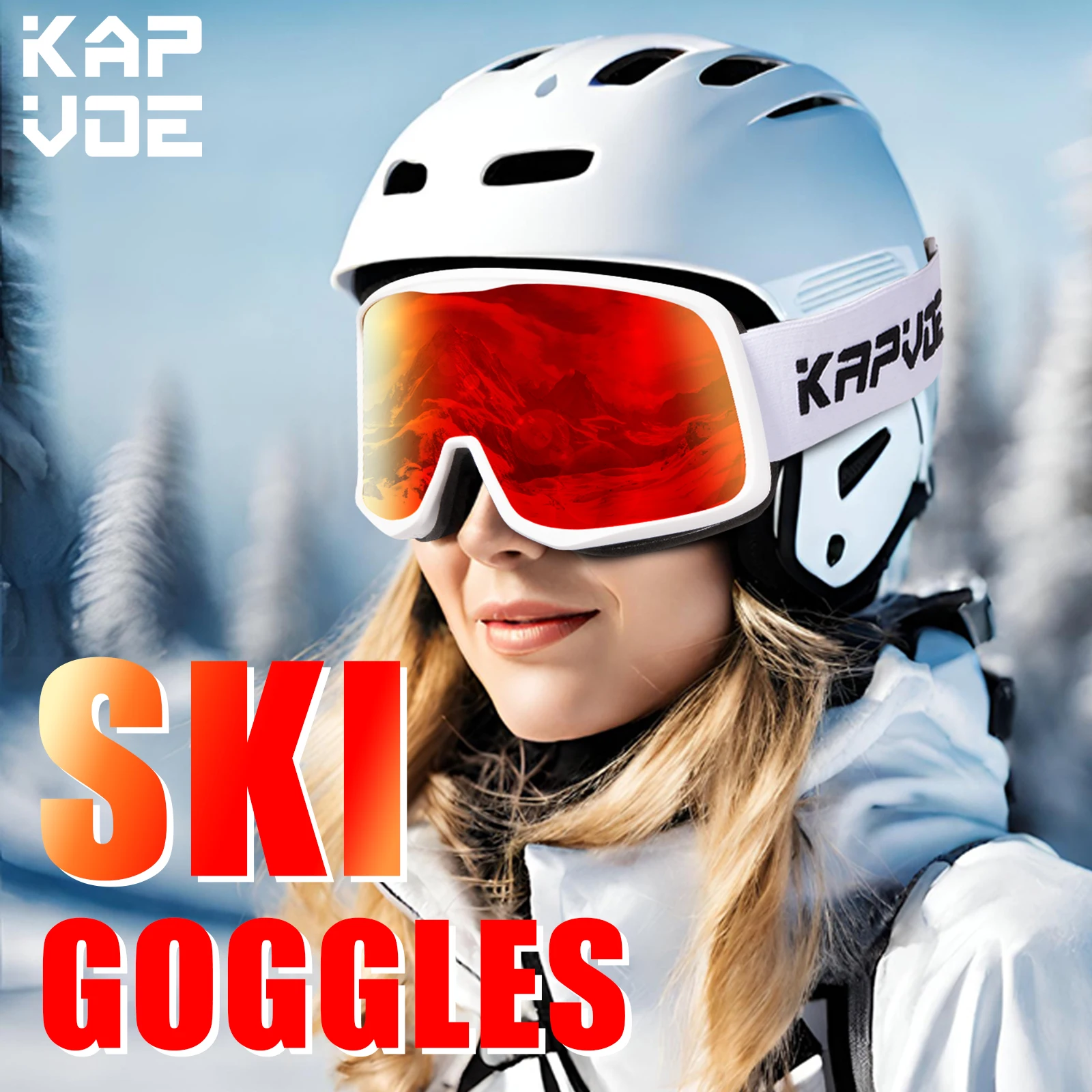 Kapvoe New Outdoor Ski Snowboarding Sunglasses Anti-Fog UV400 Protection Snowmobile Glasses Skiing Mask Men Women Snow Goggles