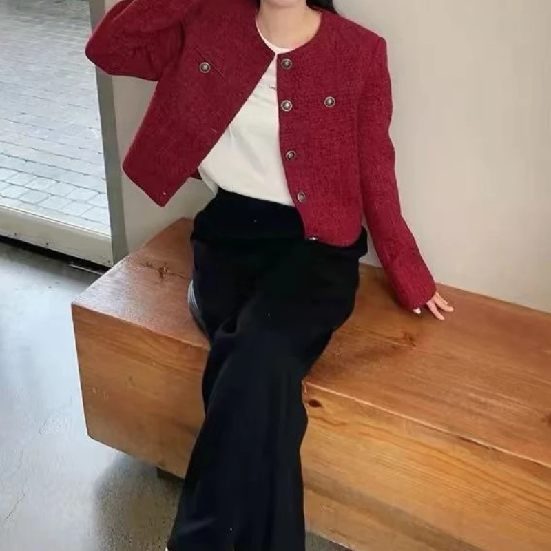 Giacca da donna autunno 2025 nuovo retrò casual corto temperamento di nicchia celebrità coreana tendenza superiore