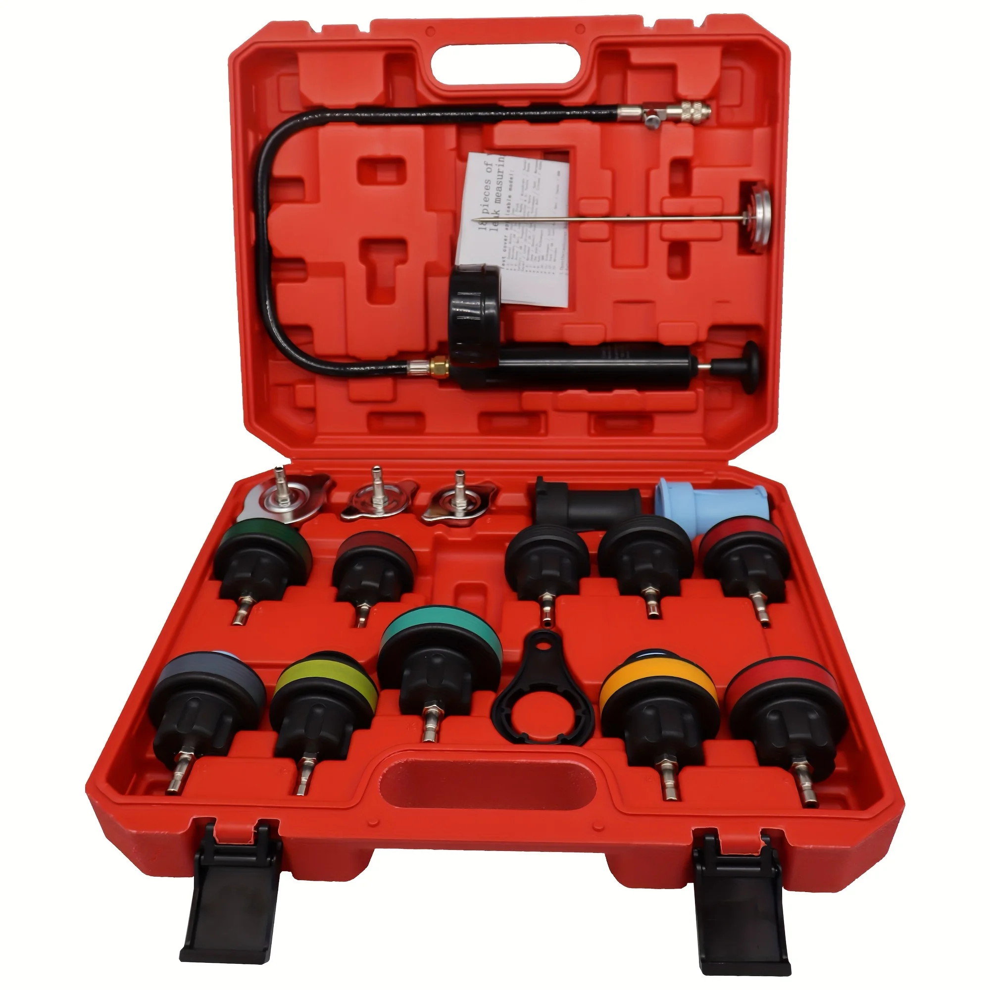 Immagine 7: Kit tester pressione liquido di raffreddamento da 18 pezzi recentemente aggiornato; Tester di pressione per radiatore; Kit tester pressione sistema di raffreddamento