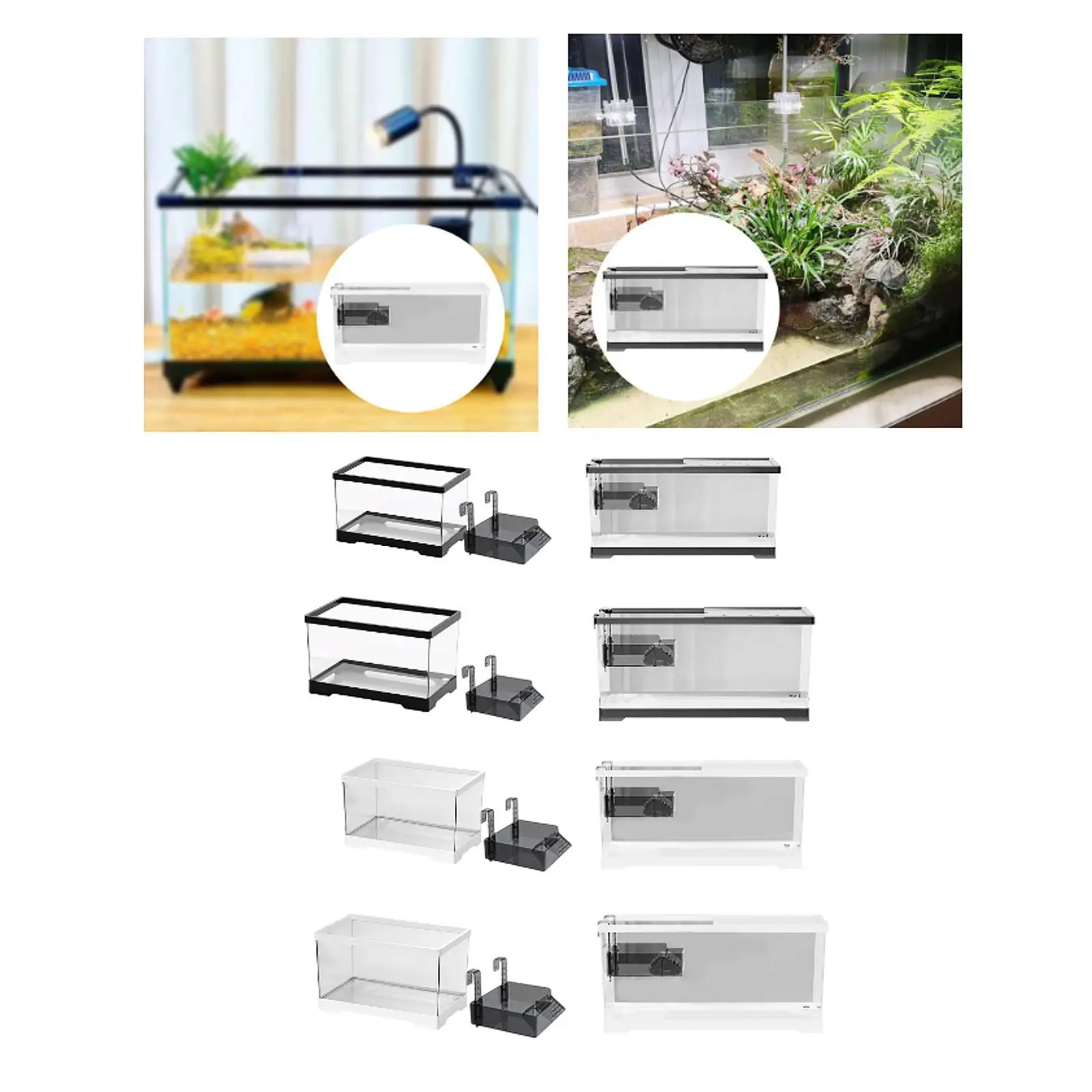 

Turtle Tank Aquarium Hideout Hatching Area Feeding Box with Basking Platform