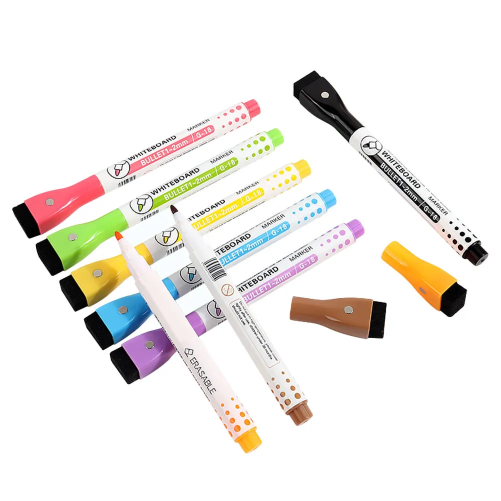 

8Pcs Whiteboard Markers Magnetic Dry Erase Colored Erasable Fine Tip Pens Smooth Writing Washable Non Leak for Office Classroom