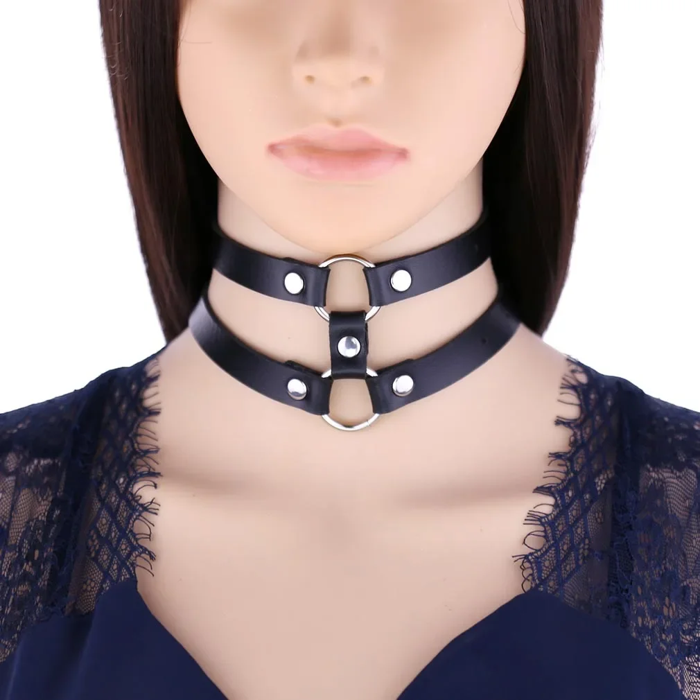 Gothic Simple  Individuality Sex appeal  Harajuku  Cortex  Double row  Circle  Choker  Choker  Pin buckle  Collarbone  Necklace