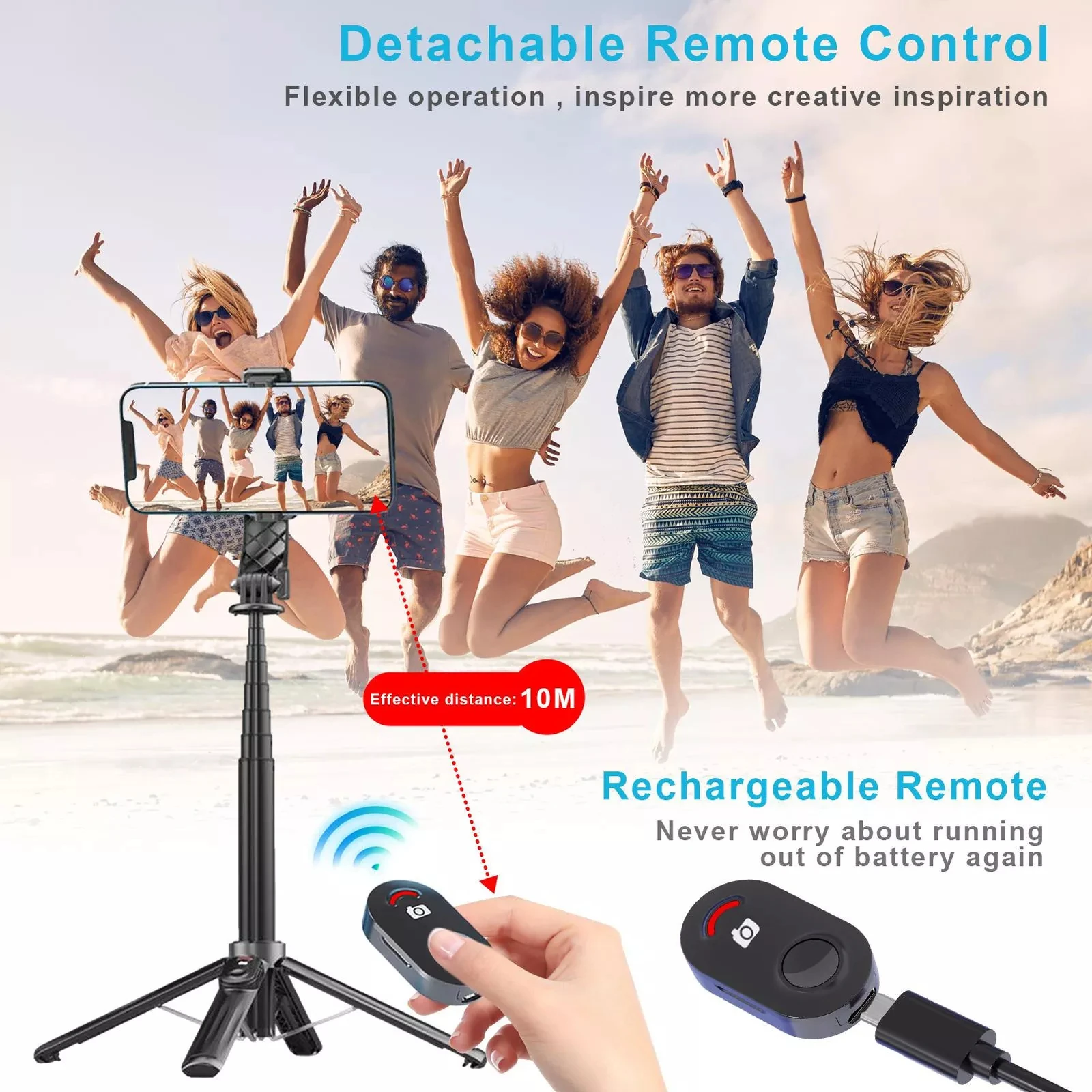 LISCN Smartphone Selfie Sticks 360 Degree Rotation Wireless Remote Control Tripod Aluminum Alloy Selfie Sticks