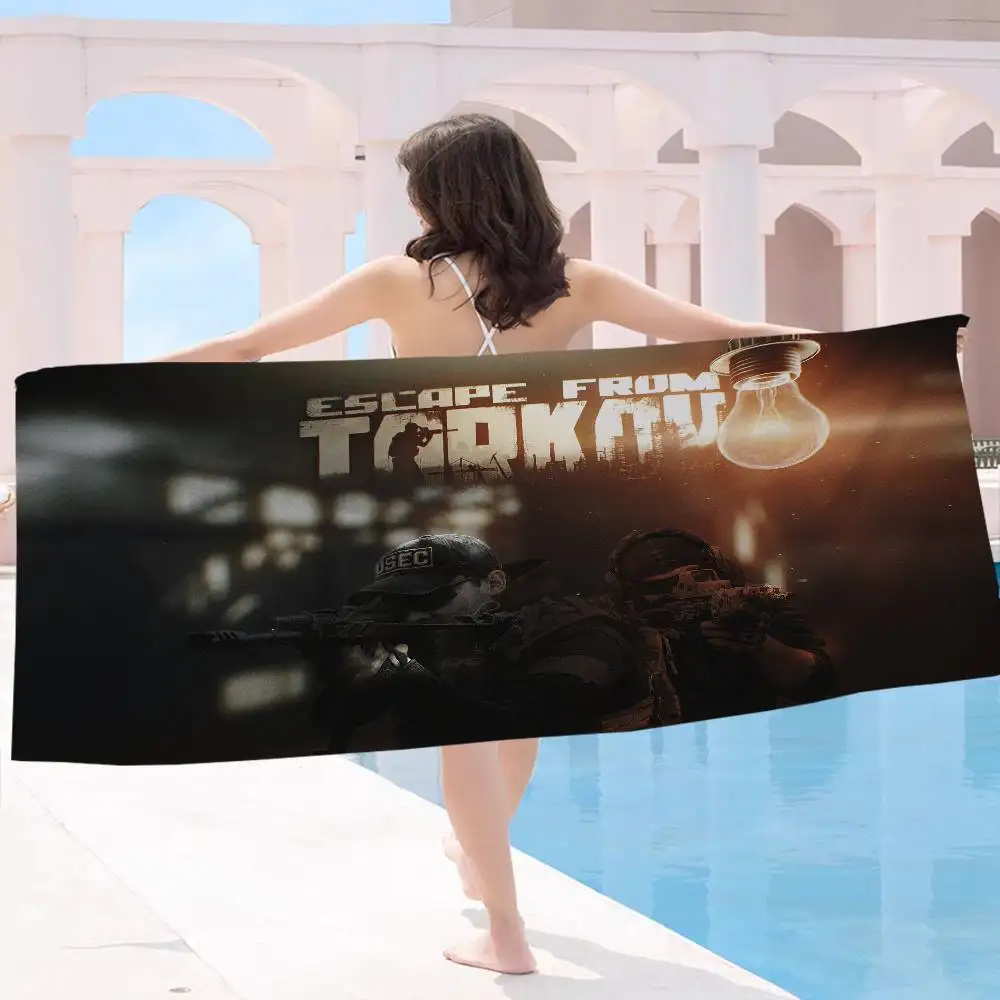 Shooting E-escape From T-tarkovS Game Anime Beach Swimming Towel Soft Absorbent Washcloth Children's Gifts for Travel Camping