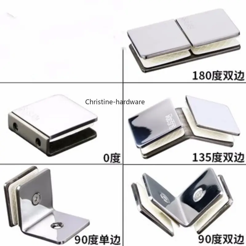 Chrome Stainless Steel 304  Glass Fixed Clip Bathroom  Support 0 90 135 180 Degree Partition Shower Room Link