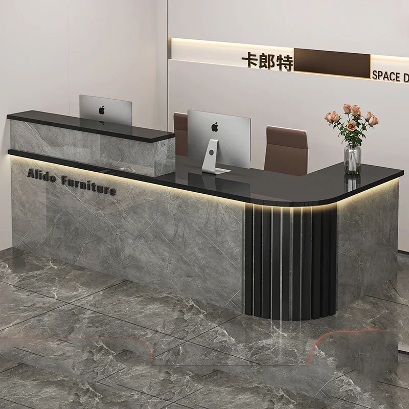 Simple Glamour Bar Counter Luxury Senior Modern Salon Reception Desk Unique Classic Mostrador Negocio Commercial Furniture