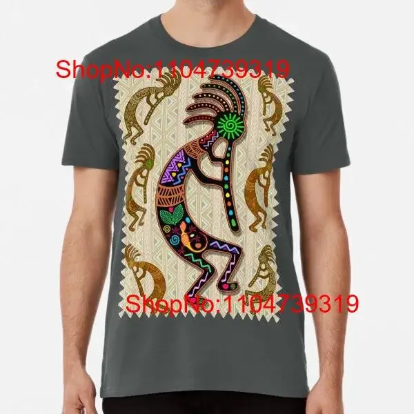 

Kokopelli Rainbow Colors on Tribal Pattern S to 5XL Made in the AU USA T Shirt vintage Washed homme designer clothes Stylish