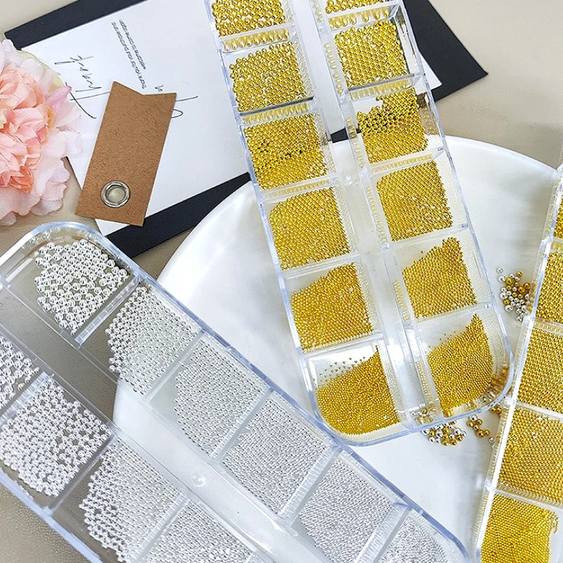 

Mini Steel Ball Gold Silver Bead Metal Colorful Pearl Flowers Star Bowknot Rivet Nail Art Accessories Decorations Manicure Tools