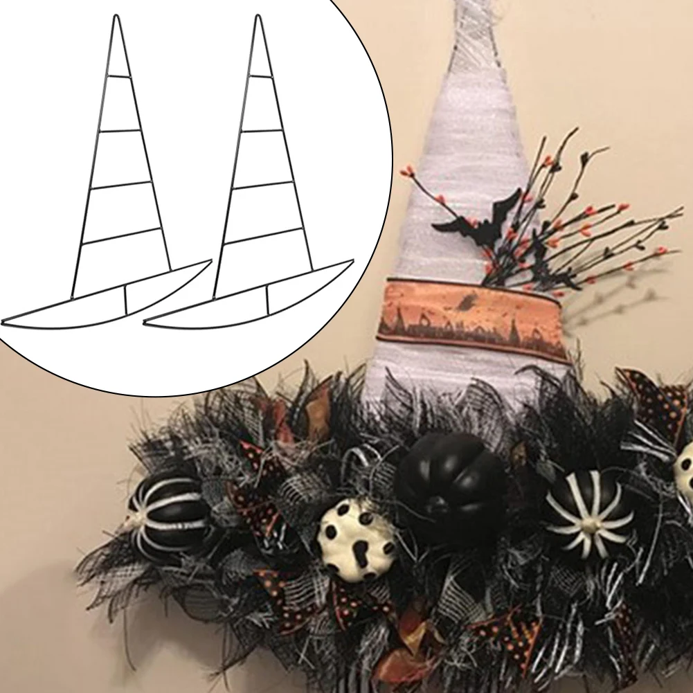 2 stücke Hexen hut Kürbis geformte Kranz Rahmen Herbst Dekor Haustür hängen Metalldraht Kranz Rahmen Halloween Home Dekoration