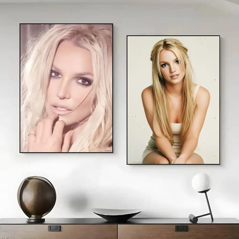 Music B-Britney Spears Poster Framed Canvas Wall Art Print for Office Dining Room Bathroom Wall Decor