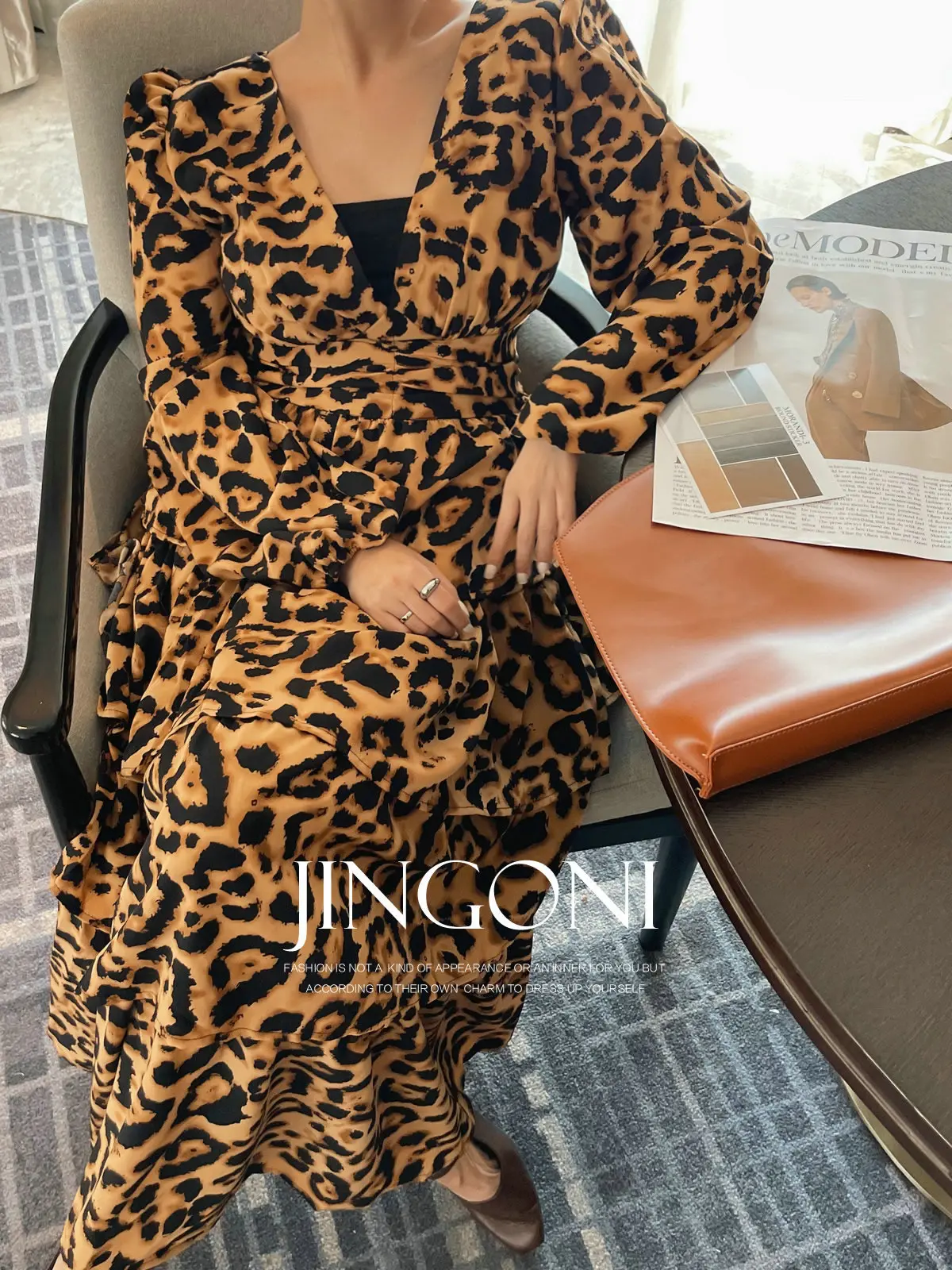 Leopard Long Dresses Party Woman Clothing 2024 Autumn Fall Y2K Korean Fashion Style New Elegant Robe Long Sleeve Lolita Luxury