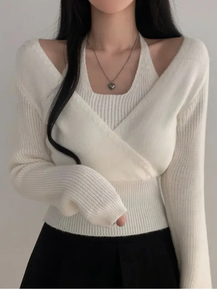 Chic all'inizio della primavera Design Nodo Ne ort Base lavorata a maglia irt Maglione interno slim fit da donna Casual Sle Materiale morbido