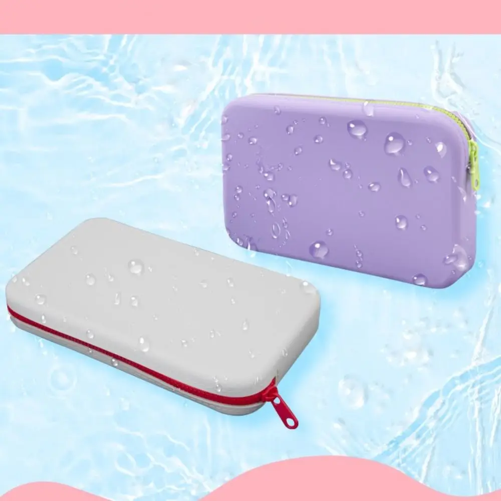 Portable Square Cosmetic Storage Bag Silicone Large Capacity Makeup Brush Holder Waterproof with Zipper Storage Pouch Travel