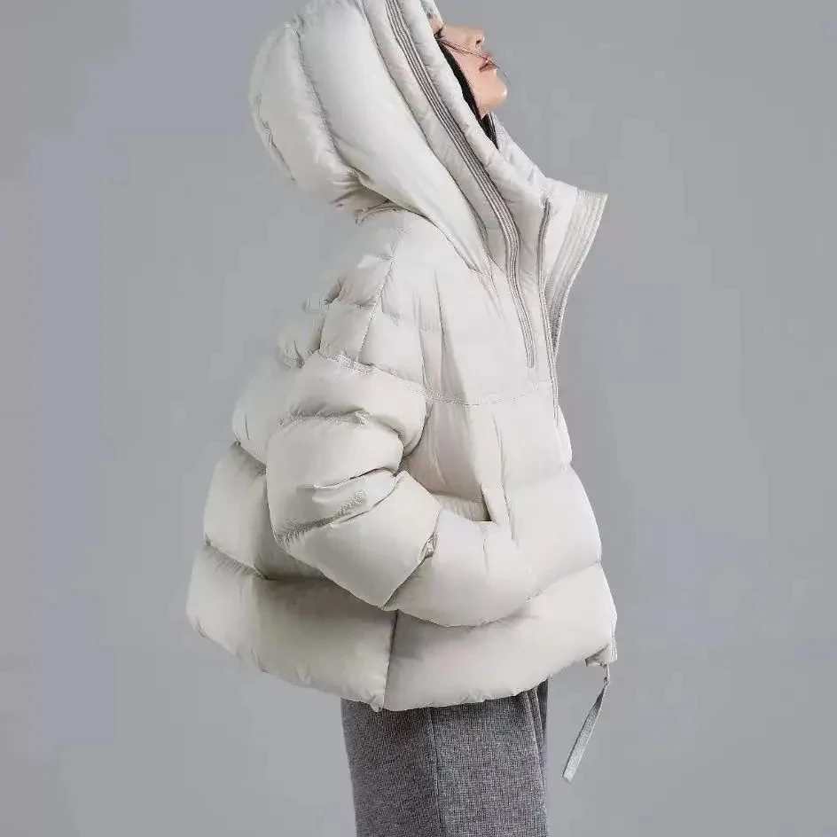Women's Short Coat Street Wear 2025 Winter New Korean Edition Down Cotton Parkas Jacket Female Thick Hooded Coat Cold Protection