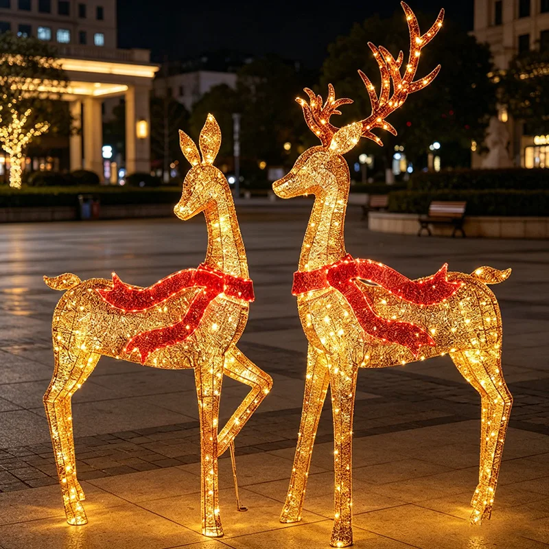 2.7 meters large luminous Christmas elk ornament supermarket outdoor waterproof landscape Christmas ornament modeling light