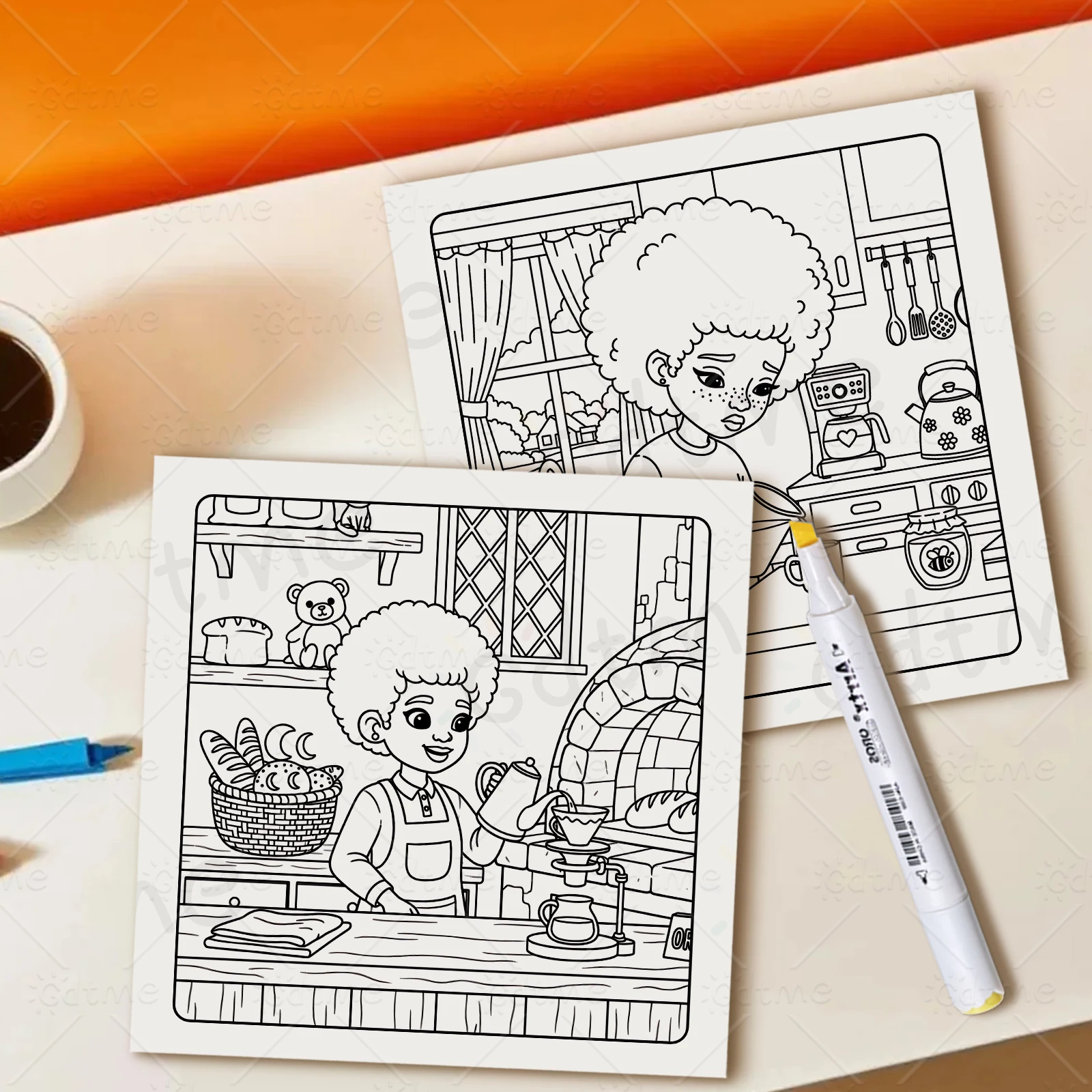 COZY BLACK GIRL CUTE AND EASY Malbuch für Erwachsene mit niedlichen, gemütlichen täglichen Aktivitäten zur Entspannung (Cozy Spaces Coloring) – Detail 9