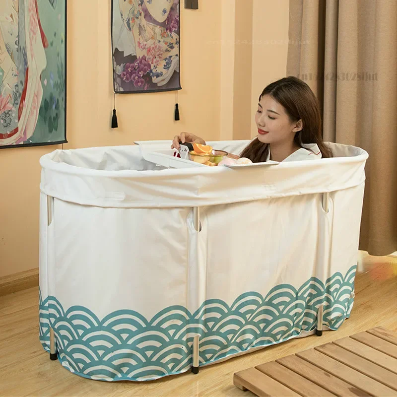 

Japanese Foldable Bath Tub, Insulated Adult Bathtub with Aluminum Alloy Bracket, Thick Soft Flannel, Easy Storage Portable Tub