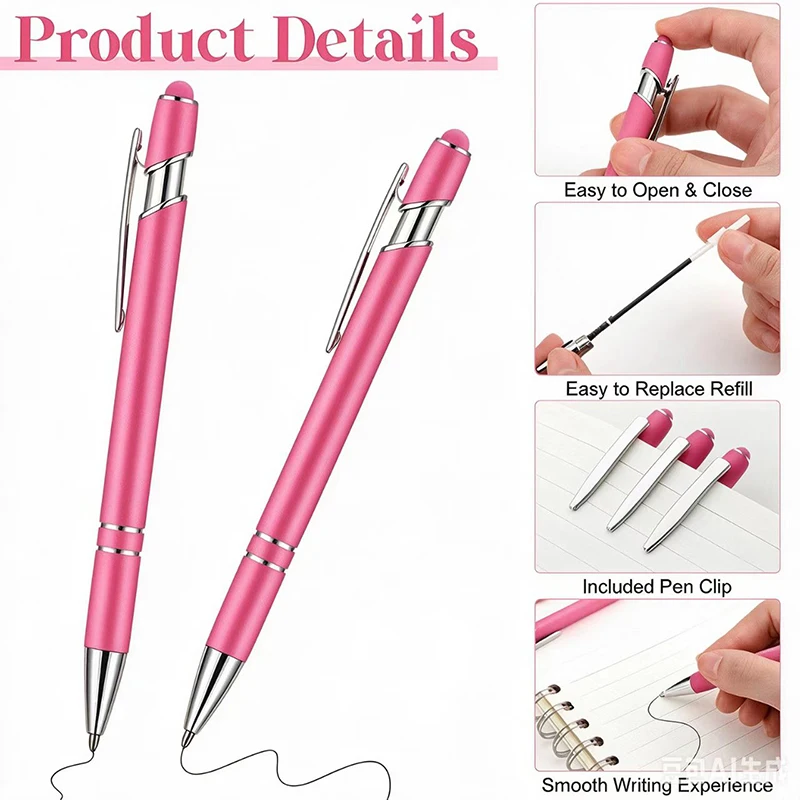 100Pcs Stylus Ballpoint Combo Pens, All Touch Device Compatible Rubber Grip Metal Pen