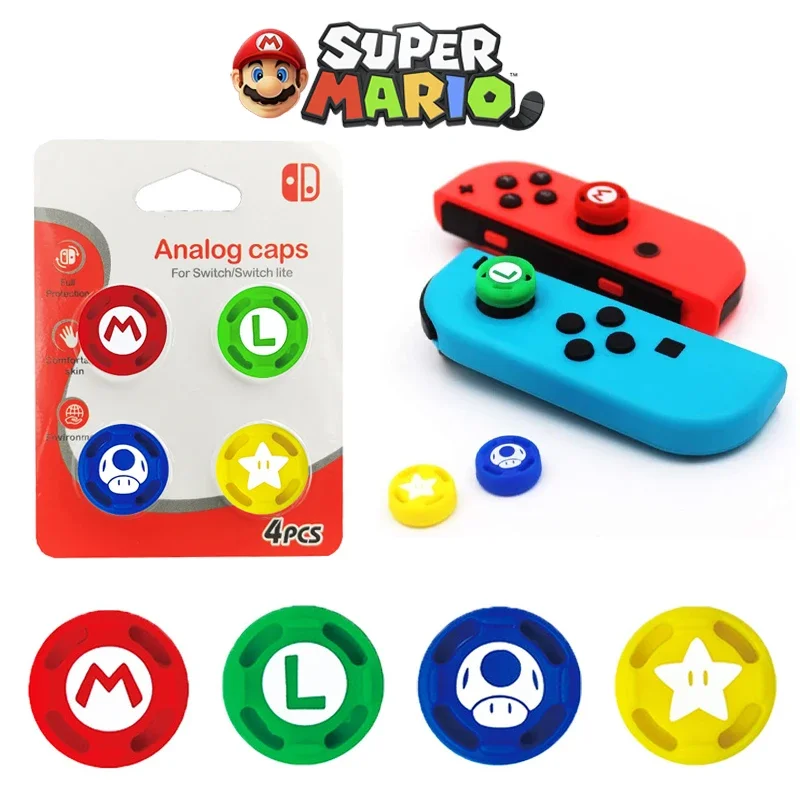 Super Mario Bros Switch Thumb Stick Grip Cap Cover Voor Nintendo Switch Oled Ns Jocon Button Case Paddestoel Joycon Accessoires