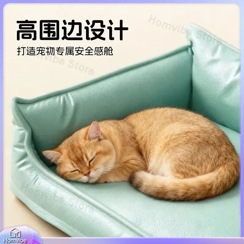 for Kennel Four Season Pet Sofa Tear Resistant Large Dog Cat Nest Bed Microfiber Leather Sleeping Cushion