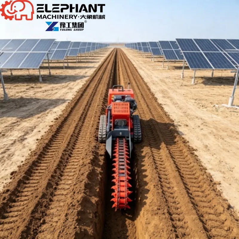 Tracked Ditcher, Small Mini Skid Steer Trencher Crawler Ditching Machine With Adjustable Trench Depth