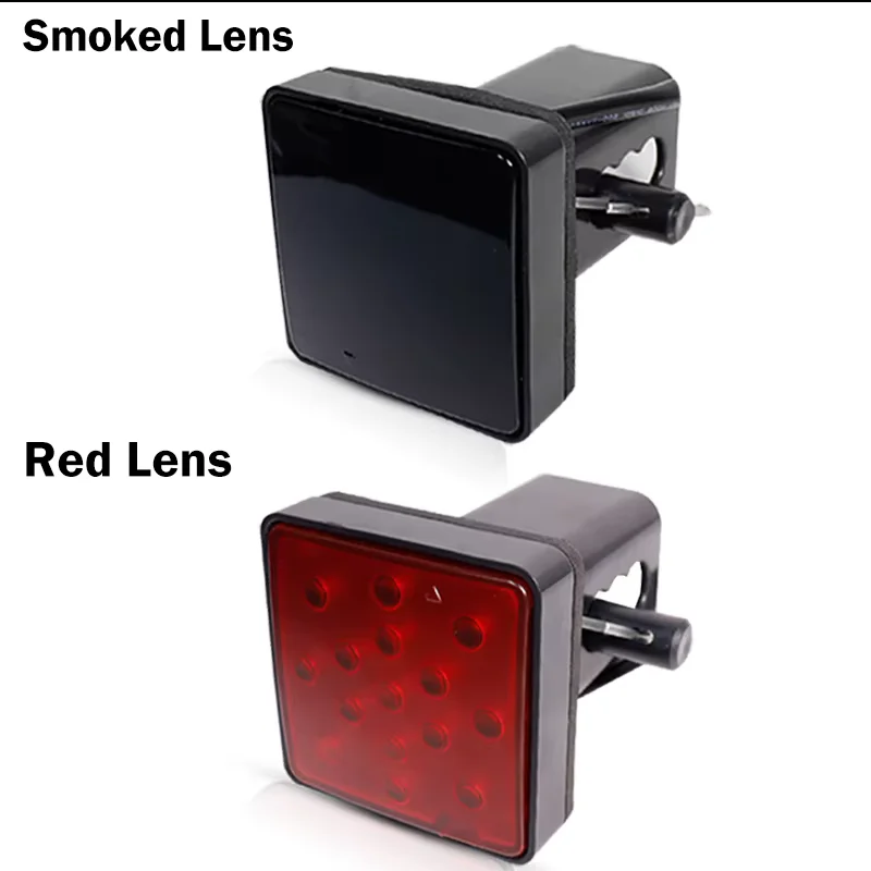 2pcs Smoked/red 15-LED Brake Light DRL Trailer Hitch Cover Fit 2
