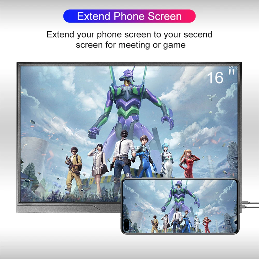 LANLIPU شاشة محمولة 16 بوصة 1200P 100%sRGB 16:10 HDR 250cd /M2 لـ XBox PS4 / 5 شاشة تمديد للهاتف والكمبيوتر المحمول #5