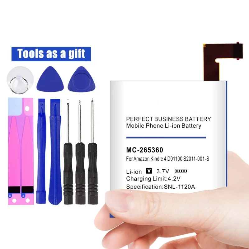 2500mAh Battery For Kindle 4 5 6 D01100 515-1058-01 MC-265360 S2011-001-S DR-A015 Gift Tools +Stickers