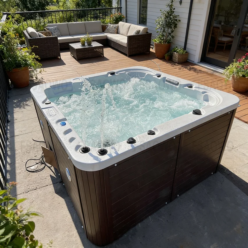 5 People Spa Outdoor Hot Tub With Heater Whirlpool Soaking Pool Spa Outdoor Hot Tub Spa Filter Sauna Room Whirlpool