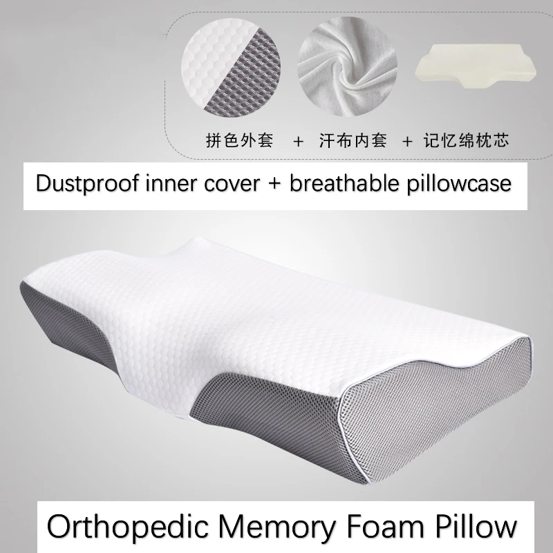 Memory Foam Pillow Keeps Neck Relaxed Zero Pressure Slow Rebound Sleeping Pillow Ergonomic Neck Pillow Anti-Cervical