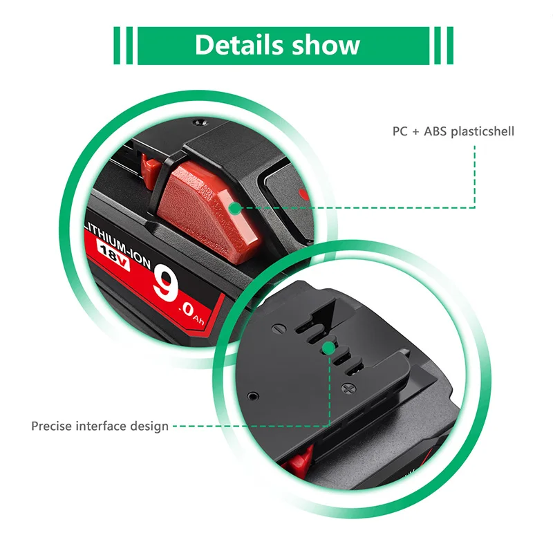 Replacement for Milwaukee 48-11-1852 M18 XC 9.0 Ah Lithium Battery 18V Rechargeable Batteries 48-11-1815 48-11-1850 L50