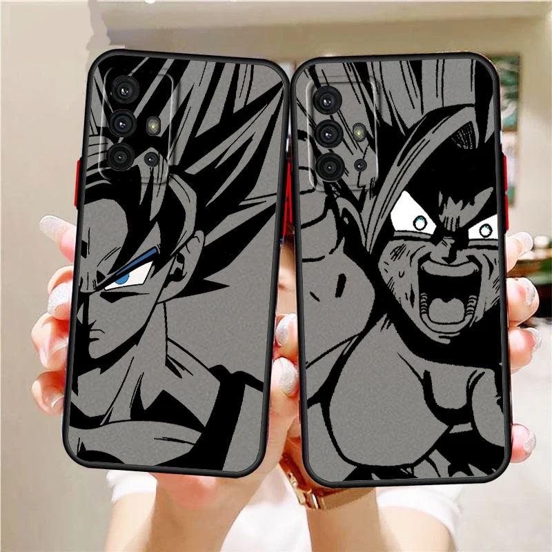 Luxury D-Dragon Ball Goku Frosted Translucent For Samsung A53 A52 A33 A32 A51 A71 A21S A13 A73 A50 A22 A12 5G Back Phone Case