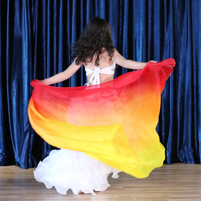 New Belly Dance Silk Scarf Dance Hand Yarn Performance Practice Hand Throwing Gradually Changing Color Colorful Scarf Children