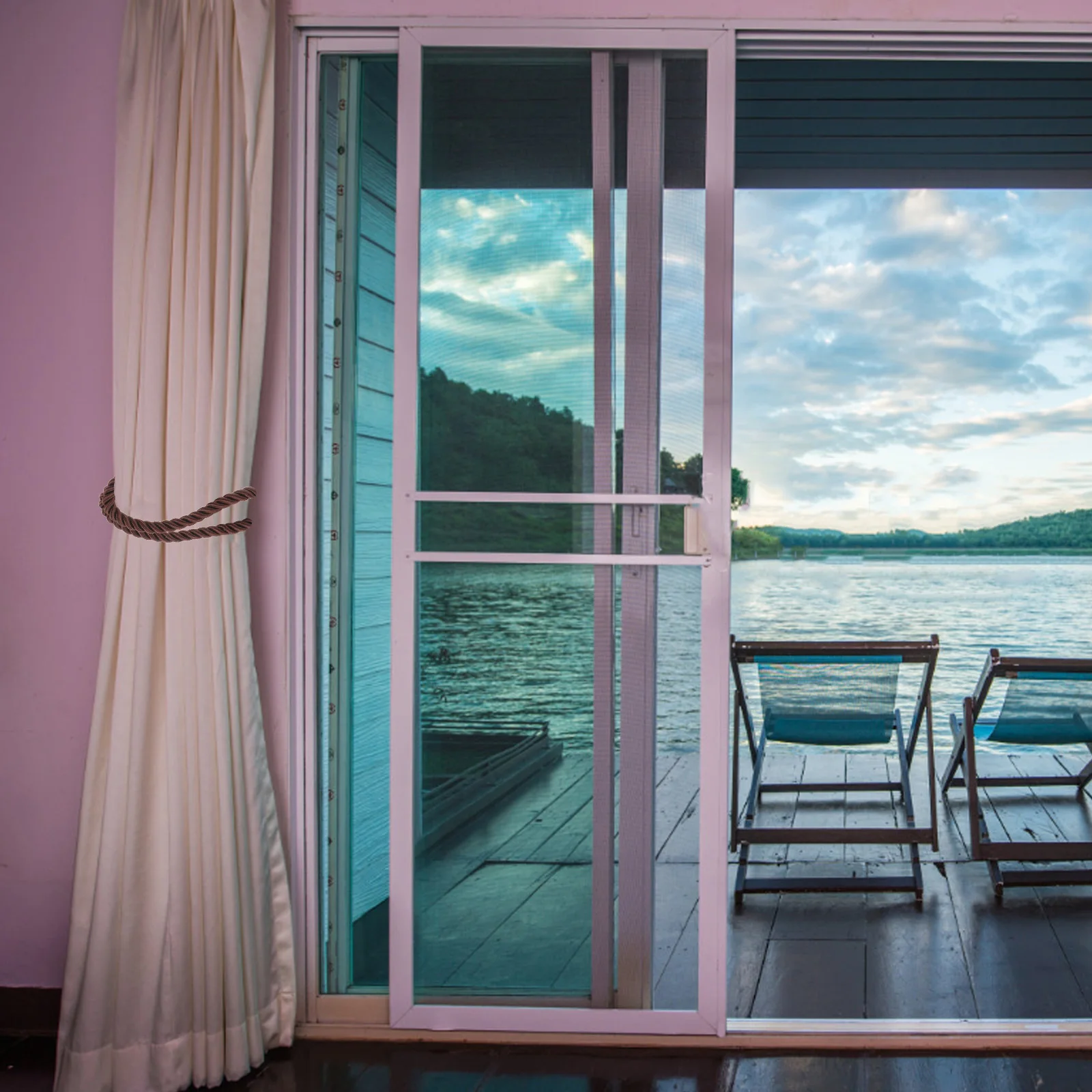 

4Pcs Natural Style Curtain Holders Smooth Edges Design for Home Office Decoration Fixing Straps Rope Curtain Tiebacks