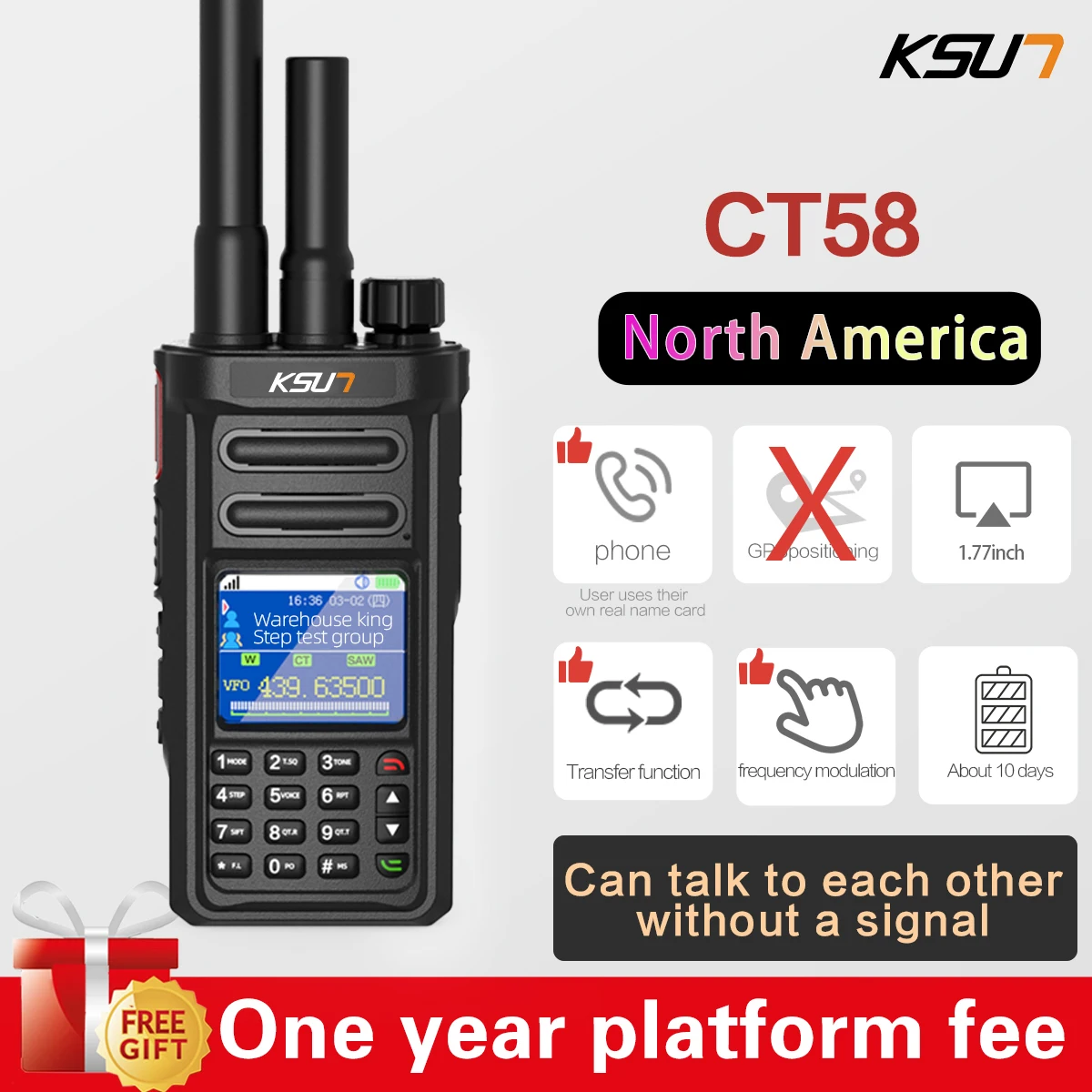 

Long Range Network Walkie Talkie 2PCS Phone And Communication Range Up 500 KM Dual Mode Mobile Walkie Talkie Intercom KSUT-CT58