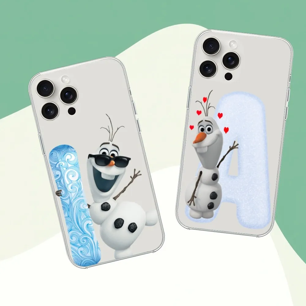 MINISO O-Olaf Frozen Cute Snowman Phone Case For Transparent iPhone16 13 14 12 11 15 Max Plus Pro Mini Shell