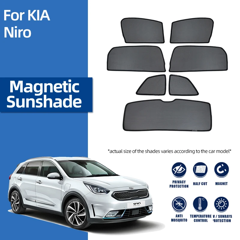 For Kia NIRO DE 2016-2022 Magnetic Car Sunshade Shield Front Windshield Curtain Rear Side Baby Seat Window Sun Shade Visor