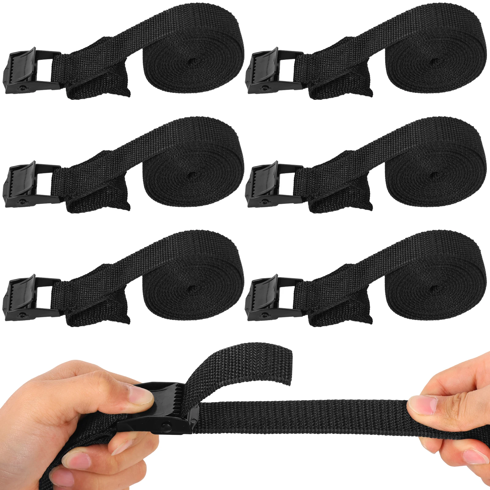 6 Pack Cam Buckle Tie Down Straps 1 Inch 6FT Nylon Lashing Straps Cargo Straps for Kayak Luggage Roof Rack Surfboard Bicycle