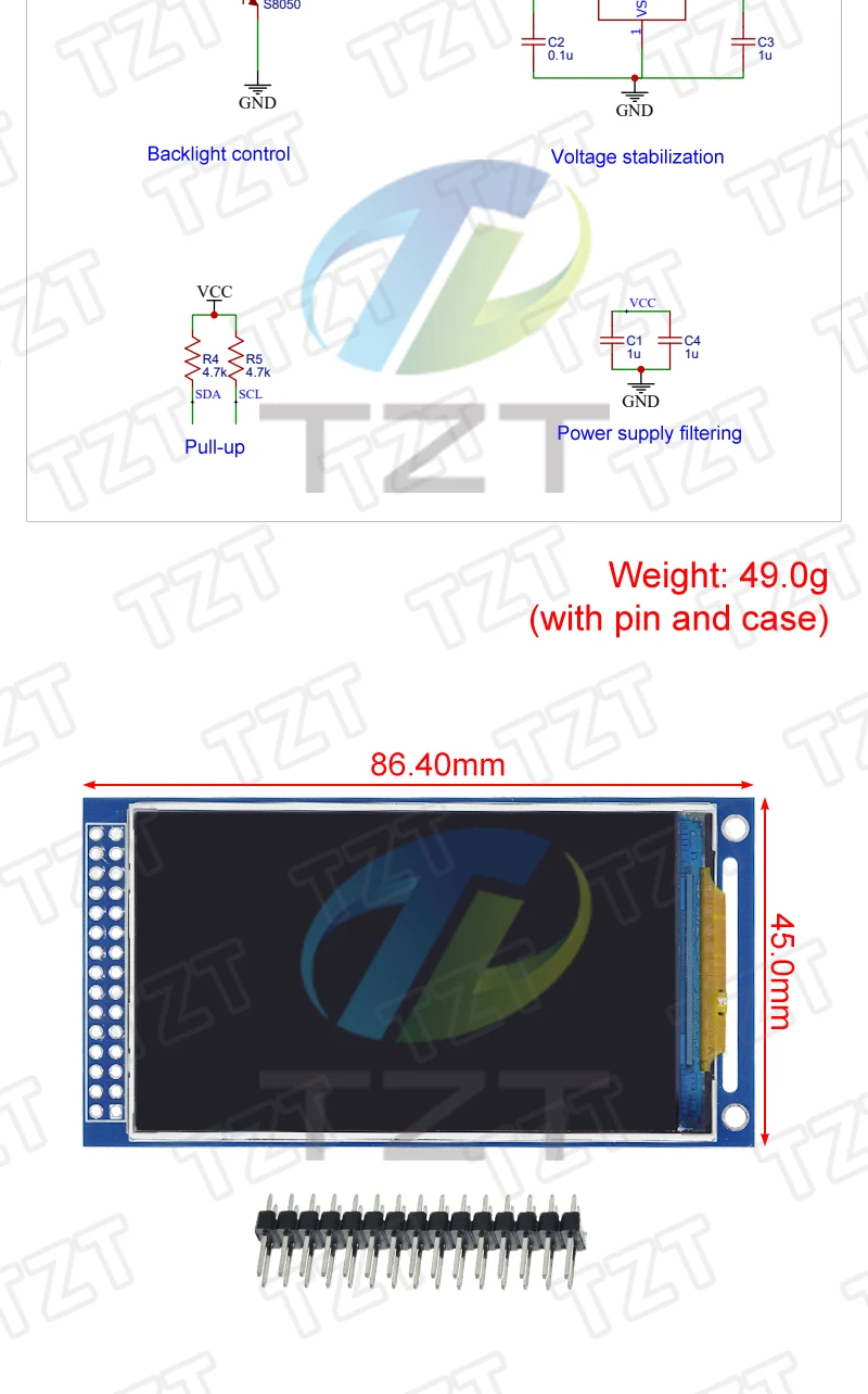 TZT 2,95 Zoll TFT LCD Modul 360x640 ST7701 SPI RGB Schnittstelle Displaybildschirm 3,3V 5V für Raspberry Pi – Detail 3