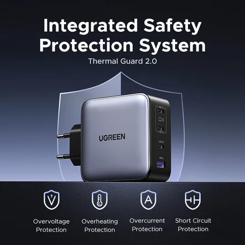 UGREEN Зарядное устройство GaN мощностью 200 Вт QC4.0 3.0 Быстрая зарядка для ноутбука Macbook Pro iPhone 17 16 Samsung S25 Xiaomi Tablet PD 3.1 Быстрое зарядное устройство